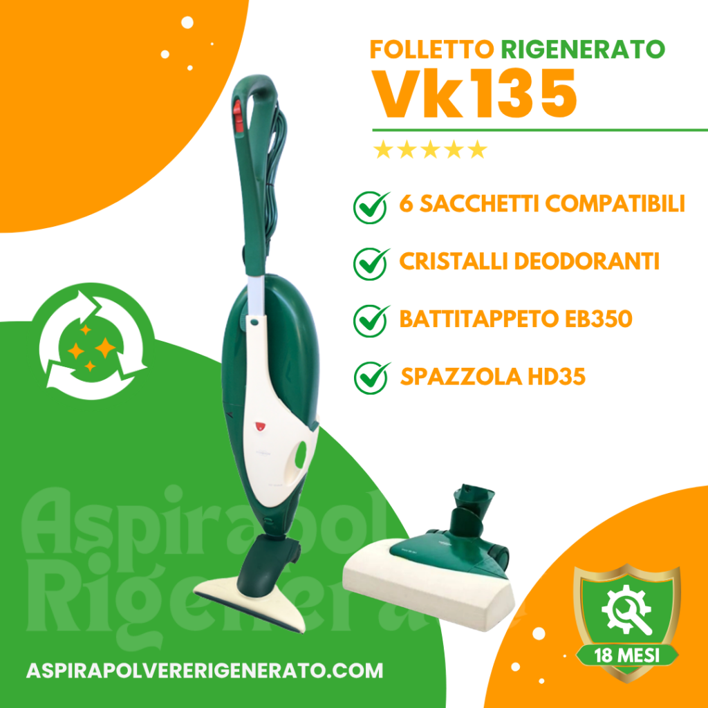 Folletto VK135 con HD35 + Battitappeto EB350 + Sacchetti + Cristalli Deodoranti