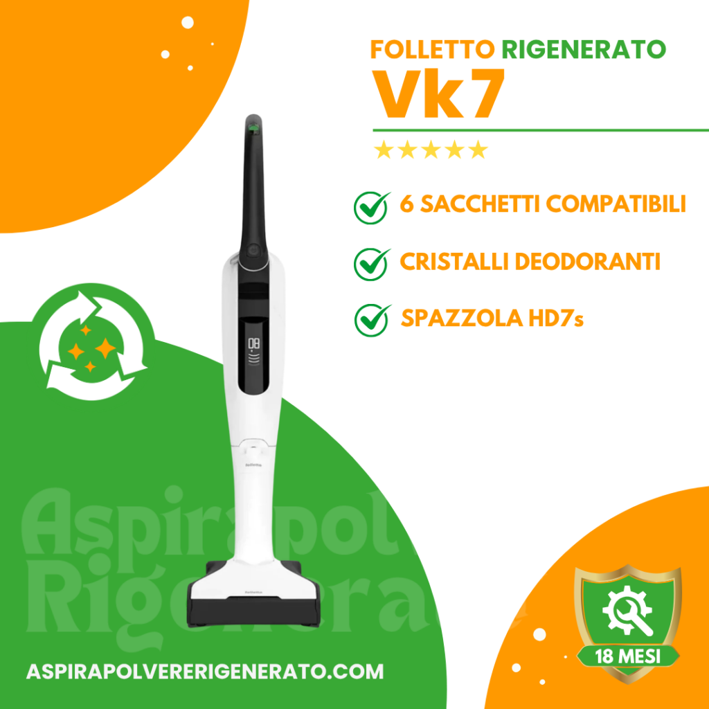 Folletto VK7 con Spazzola HD7s + Sacchetti + Cristalli Deodoranti