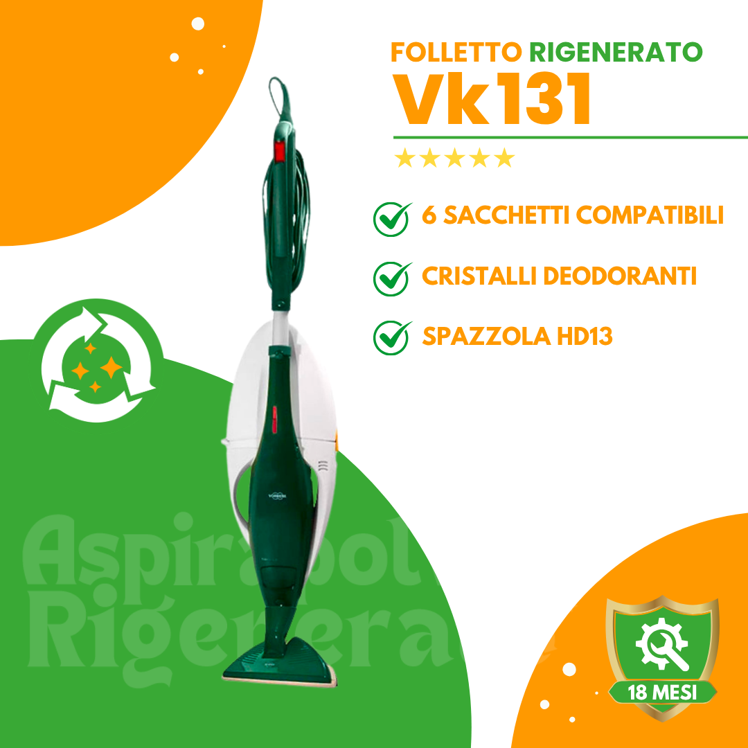 Folletto VK131 con Spazzola HD13 + Sacchetti + Cristalli Deodoranti