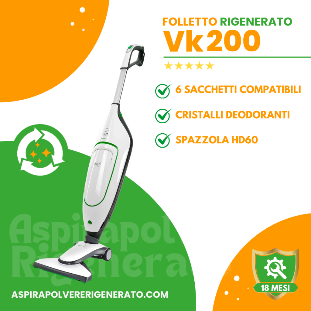 Folletto VK200 con Spazzola HD60 + Sacchetti + Cristalli Deodoranti