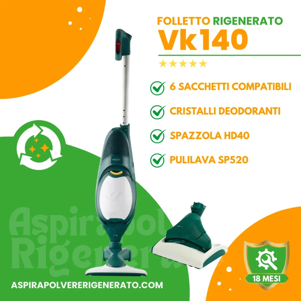 Folletto VK140 con Spazzola HD40 + Pulilava SP520, Sacchetti + Cristalli Deodoranti