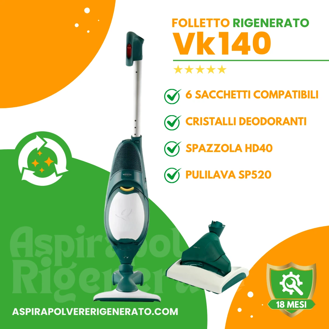 Folletto VK140 con Spazzola HD40 + Pulilava SP520, Sacchetti + Cristalli Deodoranti